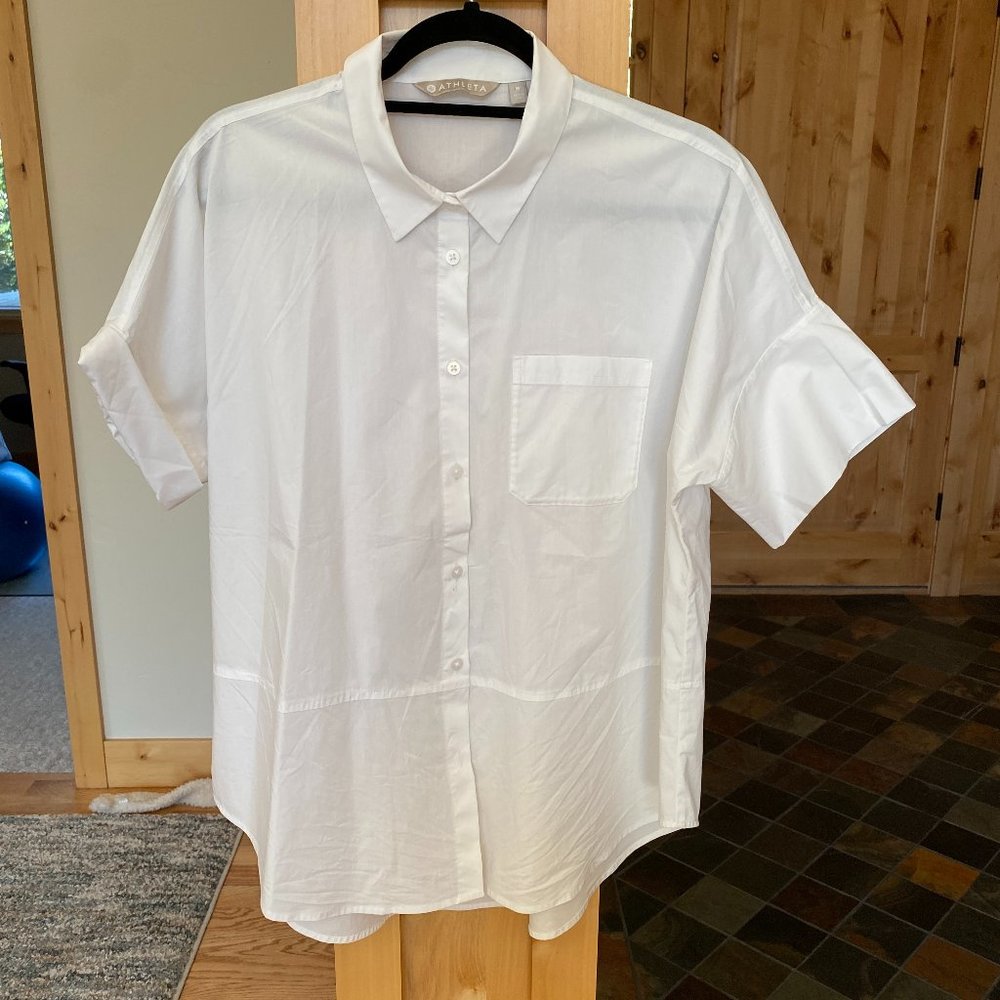 Athleta Crisp White Button Front Shirt - M, Brand New!